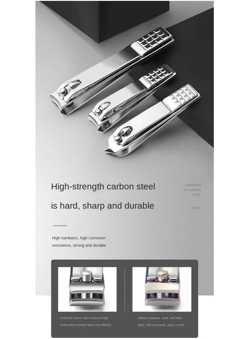 Meetion Nail clipper set, sharp large nail clipper, medium nail clipper, angled nail clipper, nail file, and exquisite box. (silver) - Image 3