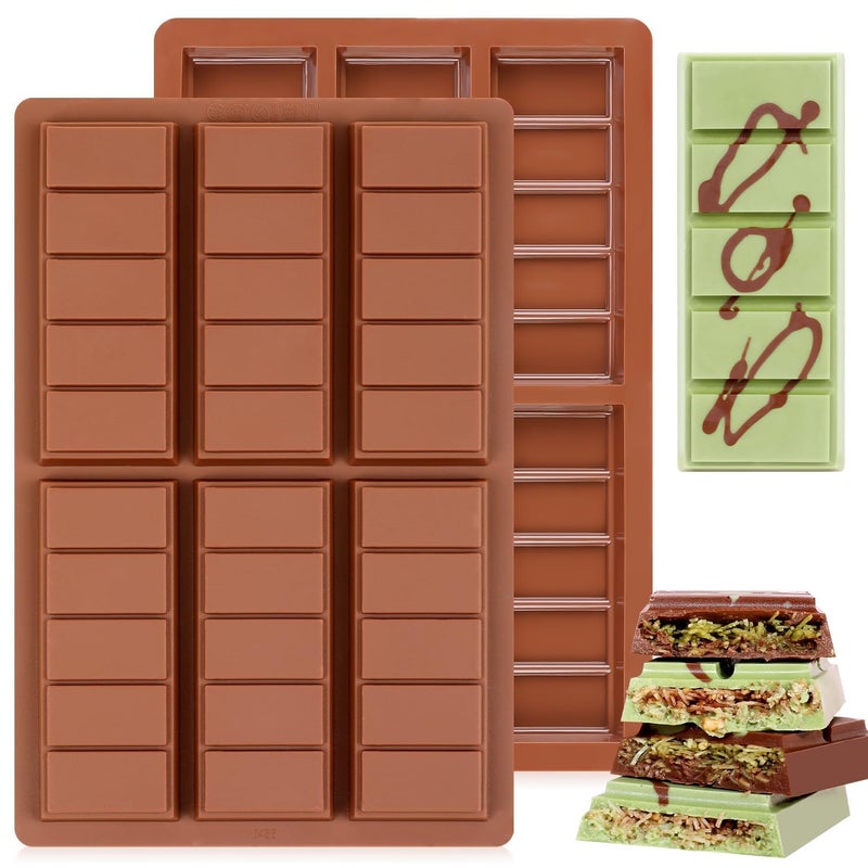 Fimary Chocolate Molds - Non-Stick Chocolate Bar Mold, Food Grade Silicone Deep Chocolate Bar Mold for Dubai Chocolate Bar Pistachio, Chocolate Snacks - Set of 2 - Image 1