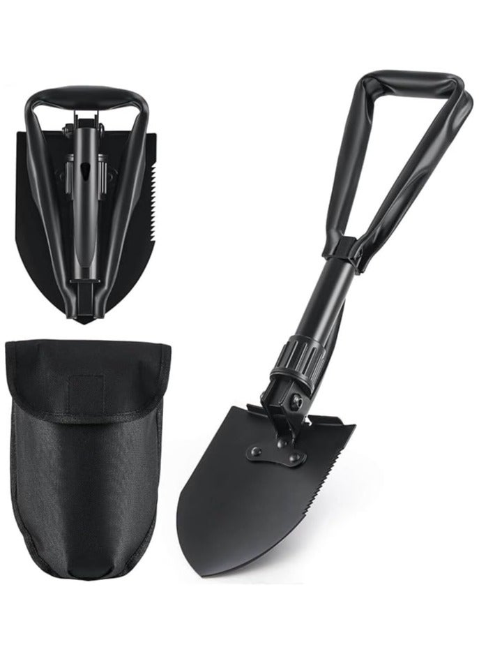 Eidoct Folding Shovel,With Carrying Pouch Camping Shovel, Military Folding Survival Shovel, Portable Shovel For Garden, Hiking, Fishing, Car Emergency - Image 1