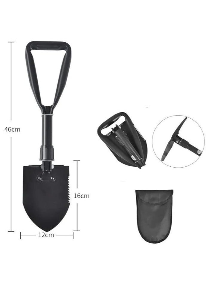 Eidoct Folding Shovel,With Carrying Pouch Camping Shovel, Military Folding Survival Shovel, Portable Shovel For Garden, Hiking, Fishing, Car Emergency - Image 3