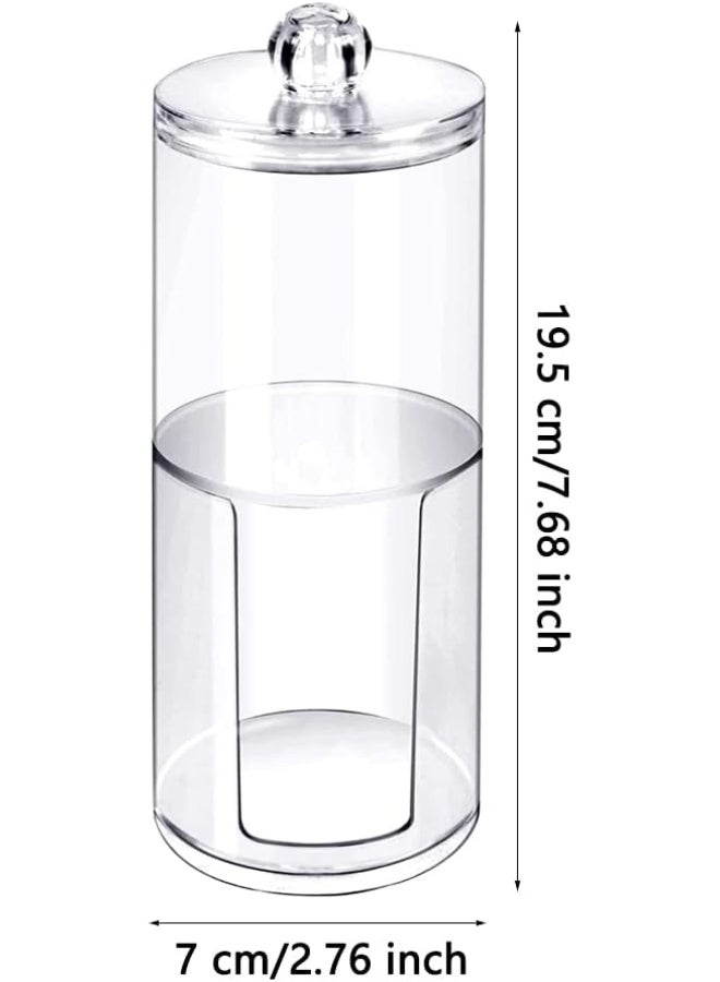 تخزين وسادات قطنية ، حامل مسحات مع غطاء للحمام ، منظم حاوية وسادات مكياج شفافة ، حامل وسادات قطنية لتنظيم المكياج ، لتخزين أعواد قطنية ، مستحضرات تجميل ، مناشف ورقية (طبقتان) - Image 2