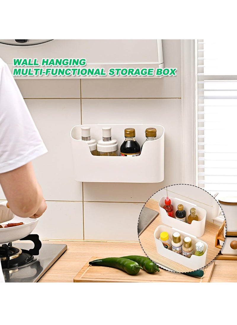 SYOSI - Wall Mounted Storage Box, 4 PCS Kitchen Cabinet Door Organizer, Self-Adhesive, No Drilling Required, 23.4 x 10.8 x 6.8 cm, Ideal for Organizing Small Items in Kitchen, Bathroom, Fridge, White - Image 1