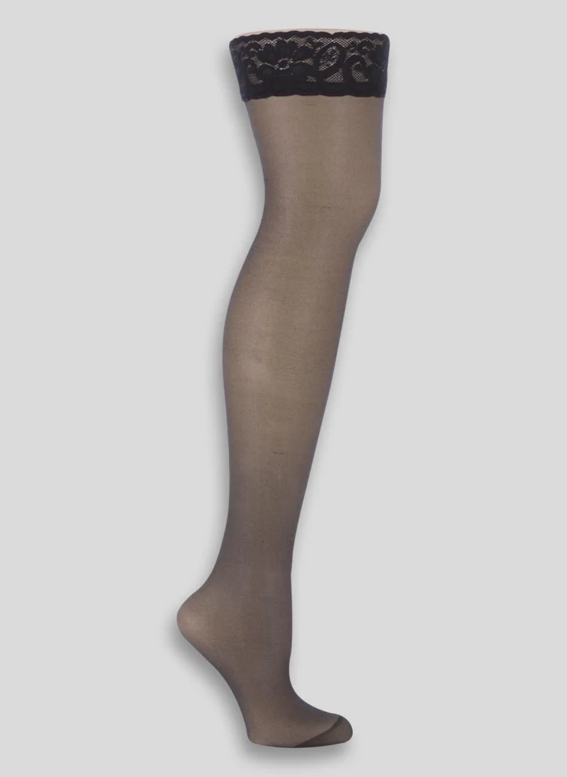 Matalan Black 10 Denier Gloss Lace Hold-Ups