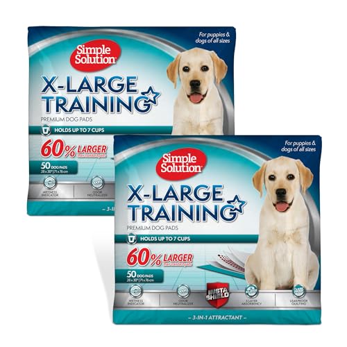 Simple Solution Extra Large Puppy Training Pads – Leak-Proof Potty Pads for Large Dogs – Absorbent and Disposable with Odor Control for Housebreaking – 28 x 30 Inches – 100 Count - Image 1