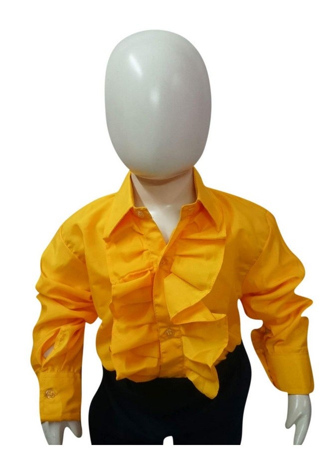 BookMyCostume BookMyCostume Yellow Frills Shirt Kids Fancy Dress Costume 10-12 years  - Image 1