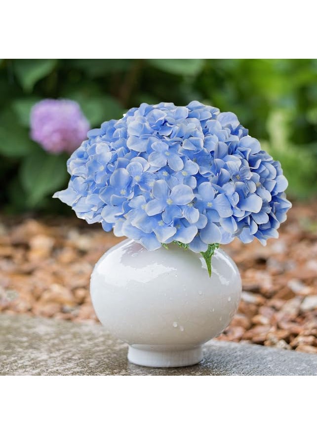 Cherica Cherica 20 Pcs Blue Hydrangea Artificial Flowers Bulk  Faux Hydrangea Flowers Heads  Artificial Fake Silk Hydrangea Flowers with Stems  Blue Flowers Artificial for Decoration Wedding D?cor  - Image 4