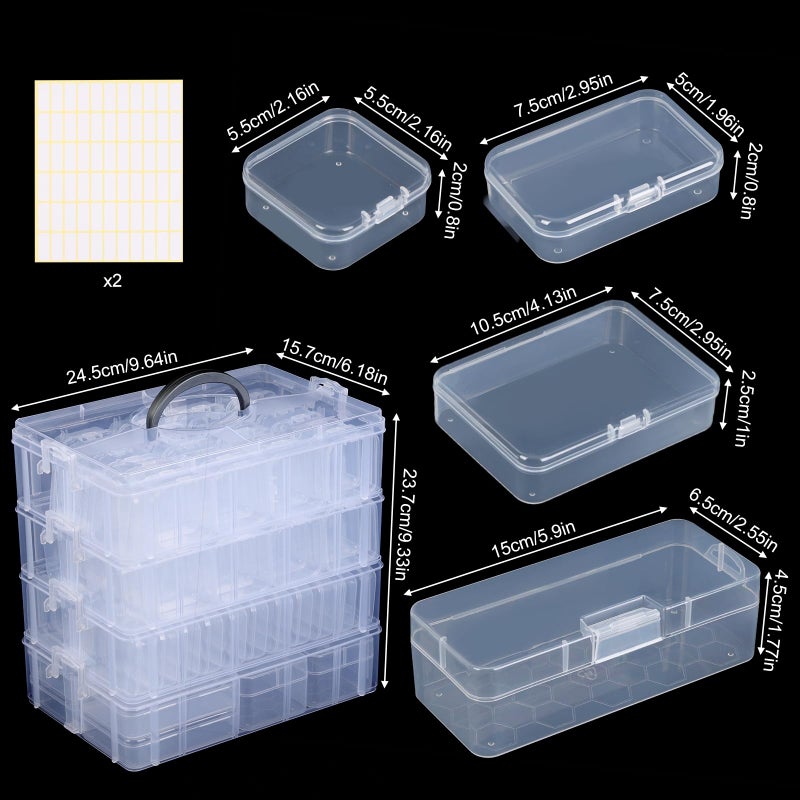 SGHUO Bead Organizer Box, 84 pcs Small Organizers, 4-Tier Stackable Storage Container Box for Art Craft Storage, Washi Tape, Kids Toys, Jewelry, Beauty & Sewing Supplies - Image 2