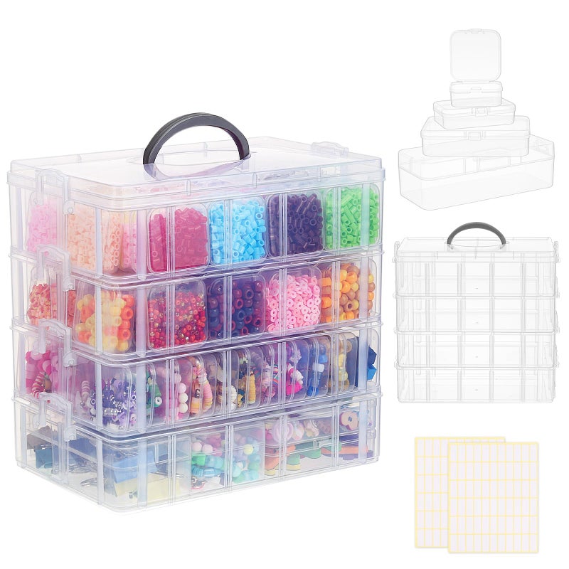 SGHUO Bead Organizer Box, 84 pcs Small Organizers, 4-Tier Stackable Storage Container Box for Art Craft Storage, Washi Tape, Kids Toys, Jewelry, Beauty & Sewing Supplies - Image 1