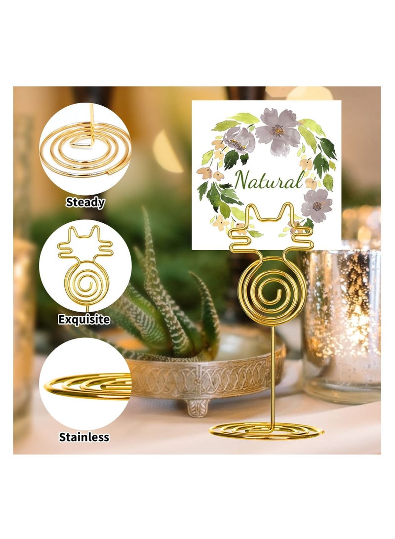 XiuWoo 24PCS Place Card Holders, Table Number Wedding Name Stand Display Holder Photo Sign Food Cards for Party Restaurants Cafe Desk (cat-gold) - Image 4