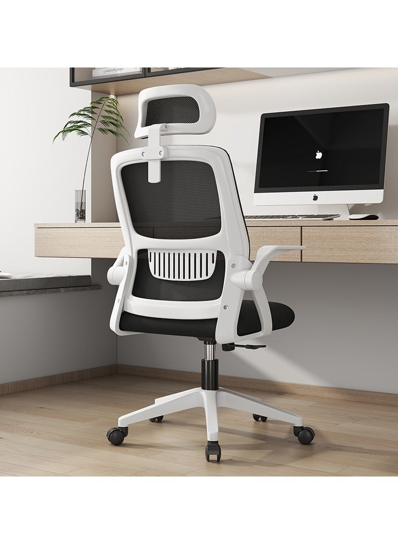 Bluejw Home Office Net Breathable Computer Chair Work Desk Chair Comfort Ergonomic Swivel Computer Gaming Chair, Breathable Mesh Desk Chair, Lumbar Support Task Chair with Wheels and Flip-up Arms Black  - Image 1