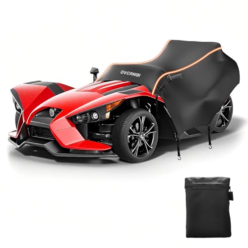 OVCRNIBI Polaris Slingshot Half Cover,600D Heavy Duty Waterproof Cover with Reflective Strips and Windproof Buckles for Polaris Slingshot,94''L x 78''W x 52’‘H - Image 1