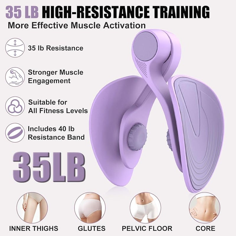 Tinrief 35 LB Thigh Exerciser Kegel Exerciser, Pelvic Floor Trainer, Kegel Trainer for Postpartum Rehabilitation, Trimmer Inner Thigh, Thigh Toner Workout (35LB Purple) - Image 2
