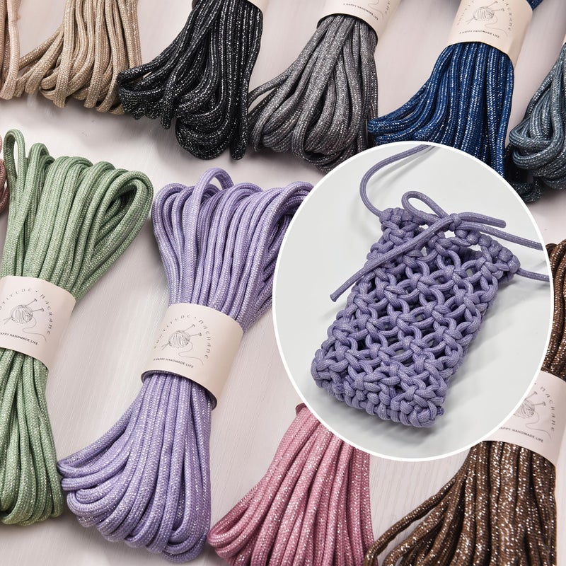 Emerald Green and Gold Polyester Crochet Cord 5mm 196.85 Inch For DIY Bags - Image 4