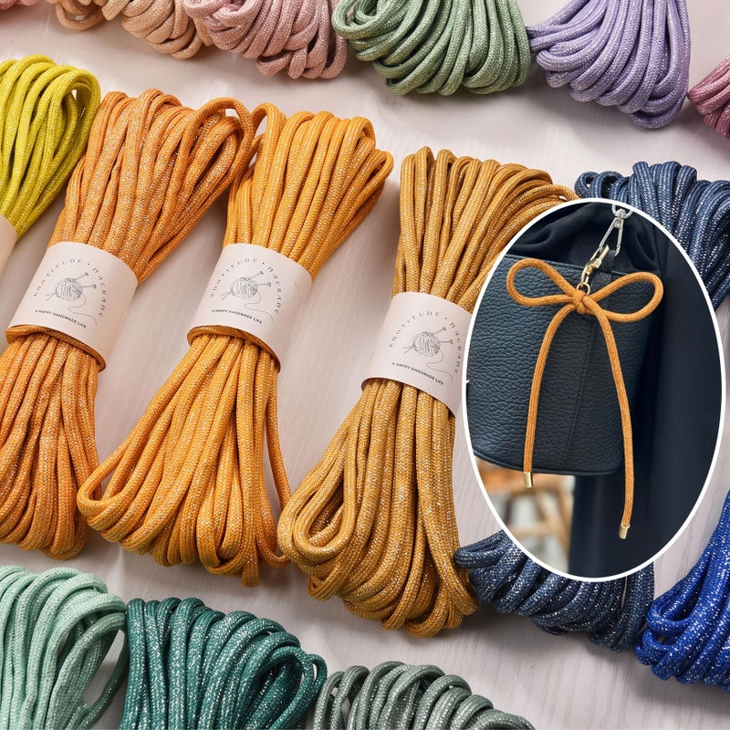 Emerald Green and Gold Polyester Crochet Cord 5mm 196.85 Inch For DIY Bags - Image 1