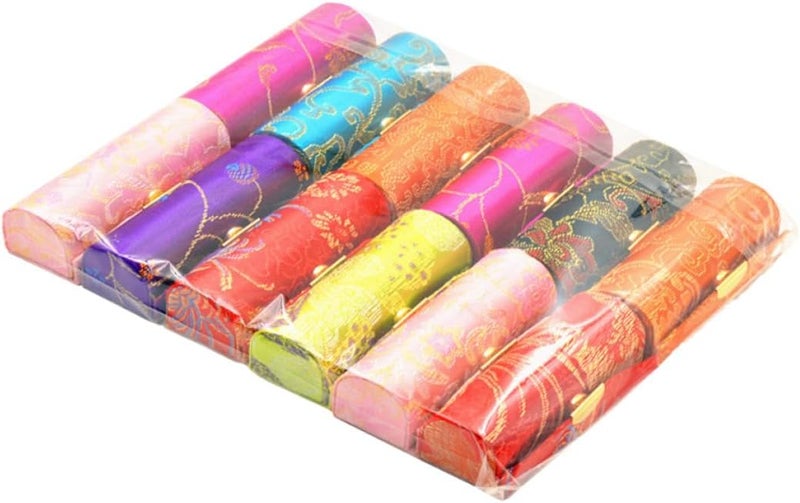 12 Pcs Embroidered Velvet Lipstick Cases with Mirror Retro Lip Balm Holder Portable Makeup Storage for Women Travel Cosmetic Organizer Random Color - Image 1