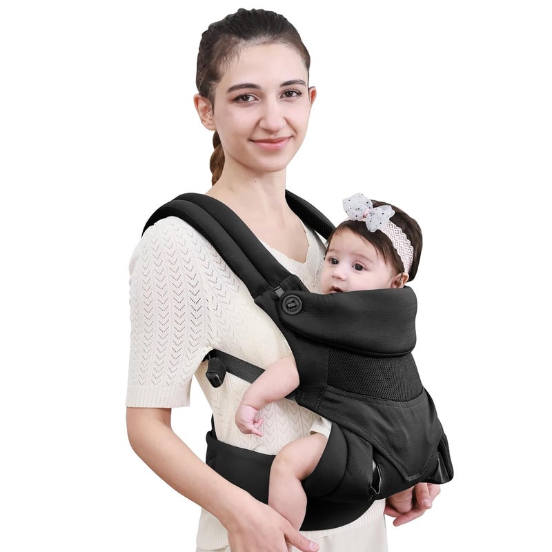 vrbabies New Upgrade Ergonomic Baby Carrier Newborn Toddler Wrap CarrierHands Free Baby Sitting SlingBreathablePerfect for InfantsChest Sling for Babies Shower Gift InkBlack Upgradewith Belt - Image 1