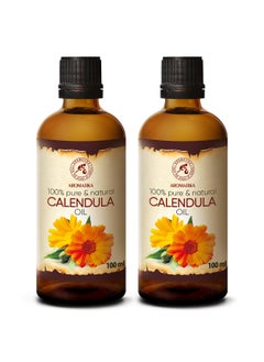 AROMATIKA Calendula Oil set 2 x 34 Fl Oz  68 Fl Oz  Calendula Officinalis  Infused  Almond Oil Base  100 Pure  Natural  Marigold Oil  for Skin Nails Hair Face Body