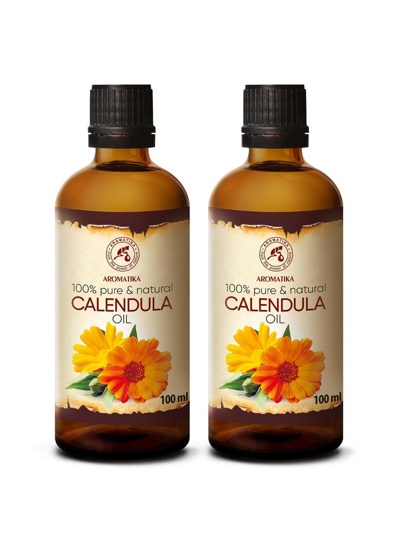 Aromatika - AROMATIKA Calendula Oil set 2 x 34 Fl Oz  68 Fl Oz  Calendula Officinalis  Infused  Almond Oil Base  100 Pure  Natural  Marigold Oil  for Skin Nails Hair Face Body - Image 1