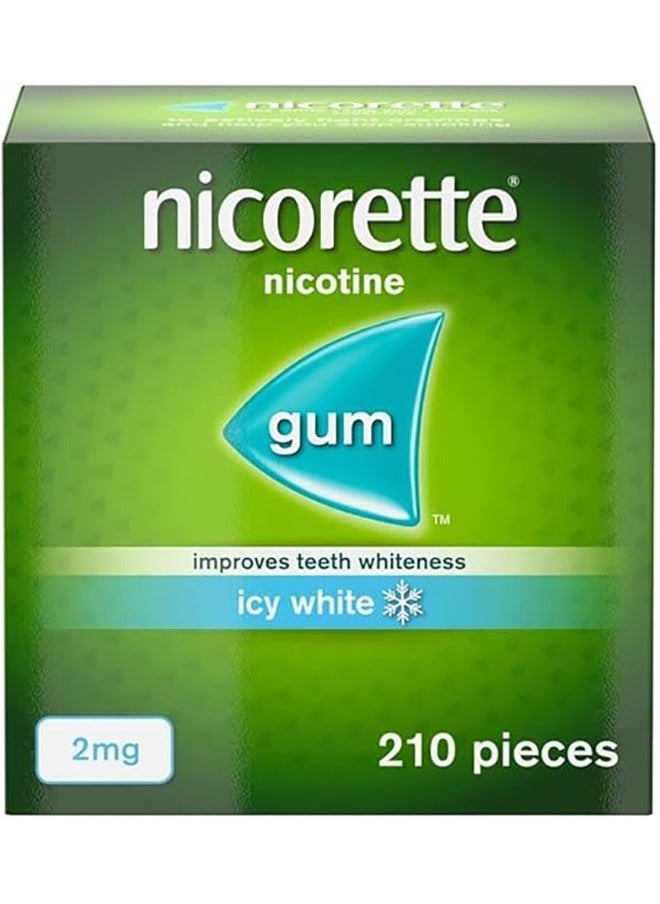 nicorette Icy White 2mg Gum (210 Pieces), Discreet and Fast-Acting, Stop Smoking Aid to Help You Quit For Good, Nicotine Gum With Teeth Whitening Properties  - Image 1