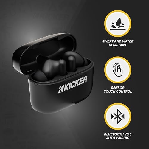 KICKER TWS2 True Wireless Earbuds, Bluetooth Earbuds with Microphone, Environmental Noise Cancelling, Wireless Earphones for Android and iOS, Fast Charging Case USB-C with 24 Hours of Playtime - Image 4