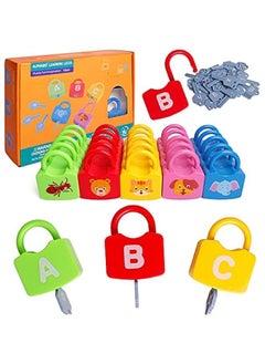 Generic Color Alphabet Learning Lock Toys Educational Letter Combination-with 26 Locks, 26 Keys Montessori Preschool Alphabet Learning Game for Ages 3 yrs+  - Image 1