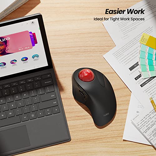 Nulea Wireless Ergonomic Trackball Mouse, Rechargeable, Bluetooth Rollerball Mouse, 44mm Index Finger Trackball, 5 Adjustable DPI, Compatible with PC, Laptop, Mac - Image 3