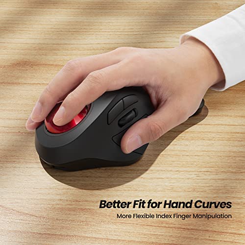 Nulea Wireless Ergonomic Trackball Mouse, Rechargeable, Bluetooth Rollerball Mouse, 44mm Index Finger Trackball, 5 Adjustable DPI, Compatible with PC, Laptop, Mac - Image 2