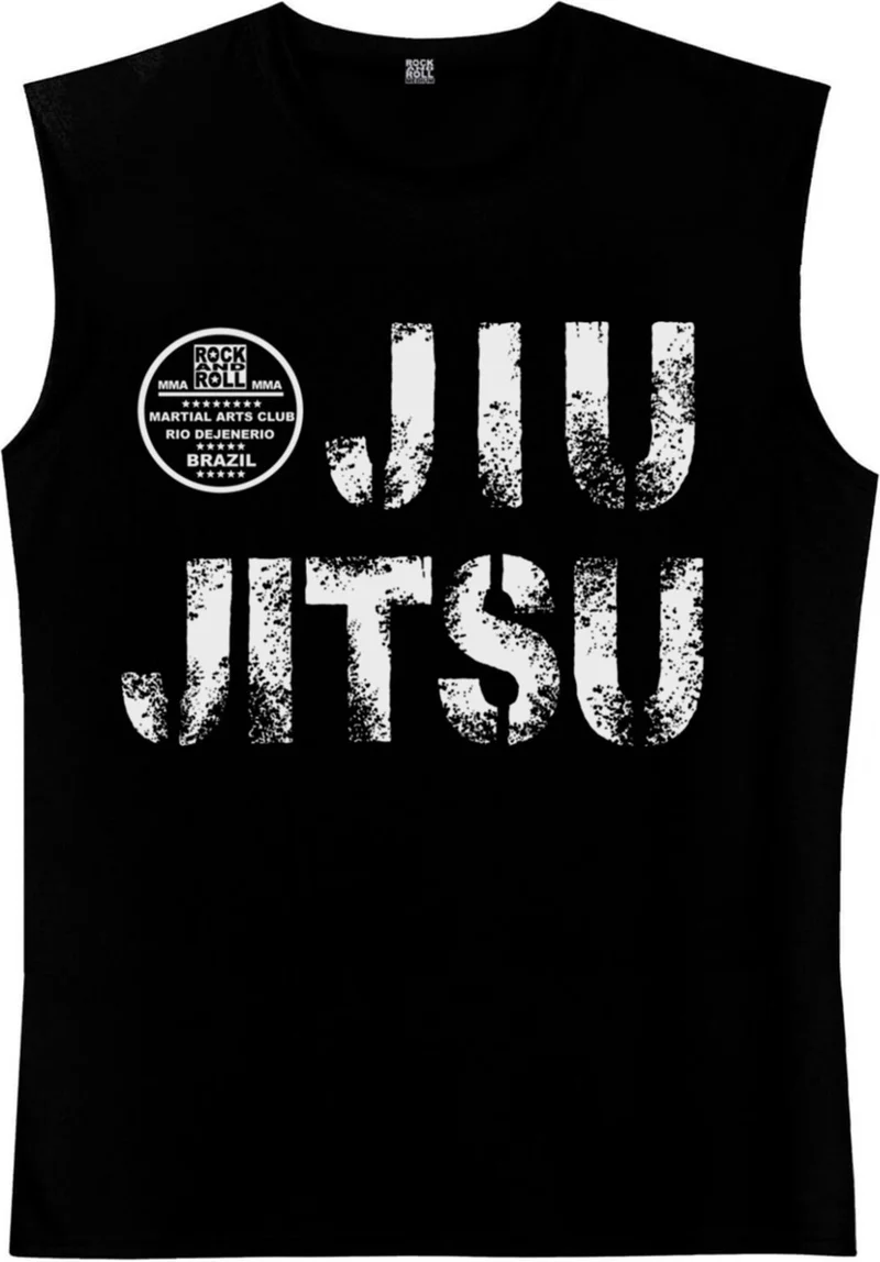 روك اند رول Jiu Jitsu Black Cut Sleeve / Sleeveless Men's T-Shirt