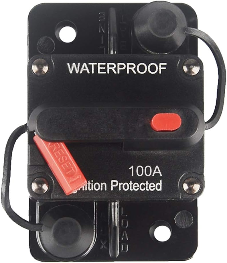 OUHL 100 Amp Circuit Breaker Manual Reset for Boat Trolling Car Truck Rv ATV,Water Proof DC 12V- 48V (100A) - Image 1