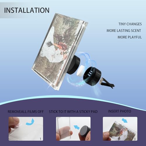 ORIESSE Car Photo Frame Air Freshener Vent Clip,Car Dashboard Accessories for Women,Customizable Pictures and Fragrance Vent Clip (No Photo Print) - Image 5