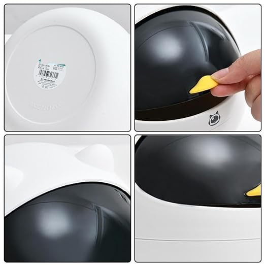 Brikipth Brikipth Waste Bins Mini Trash Can Desktop Black Cat Shape Garbage Bin Bedroom Living Room Desk Flip-top Paper-basket Office Accessories (20 * 20 * 15cm)  - Image 2