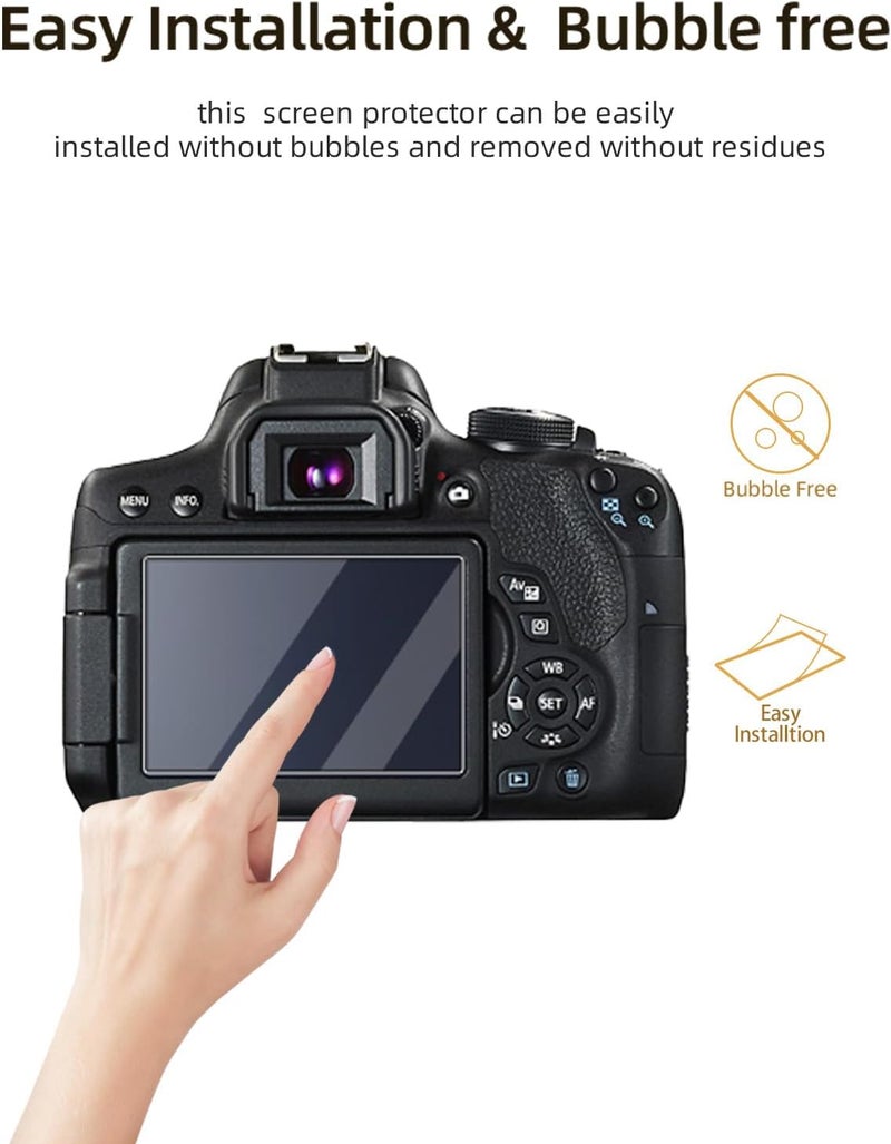 WUNIAK Screen Protector for Canon 800D/750D, HD Protective Film 4h Hardness Screen Protector,Easy Installation,Anti-Scratch,HD Quality,(3 Pack) - Image 3