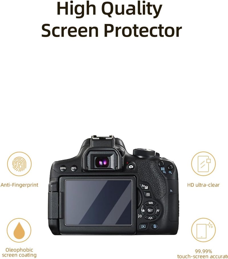 WUNIAK Screen Protector for Canon 800D/750D, HD Protective Film 4h Hardness Screen Protector,Easy Installation,Anti-Scratch,HD Quality,(3 Pack) - Image 2
