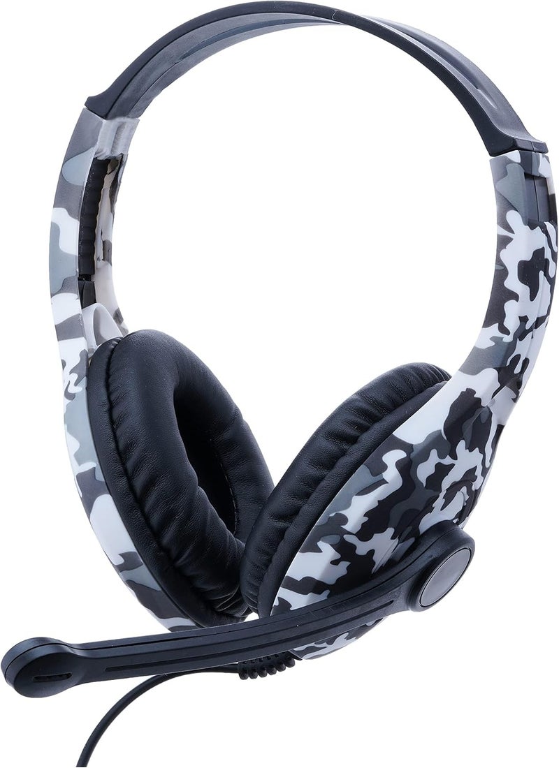 B11 Grey Game Headset 3.5mm Camouflage Design Stereo Music Gaming Headphone With Mic Over-Ear Headphone-, Medium, Wired - Image 1