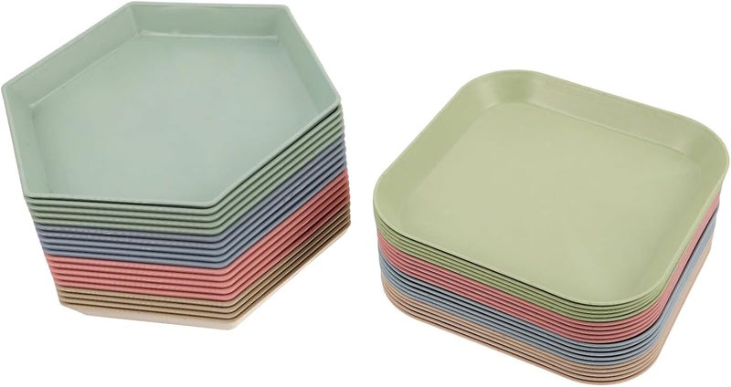 Cat Food Bowls and Water Dishes Set, 40pcs Shallow Wide Plastic Bowls with Whisker Friendly Design, Easy- Pet Feeding Plates for Indoor and Outdoor Kittens - Image 1