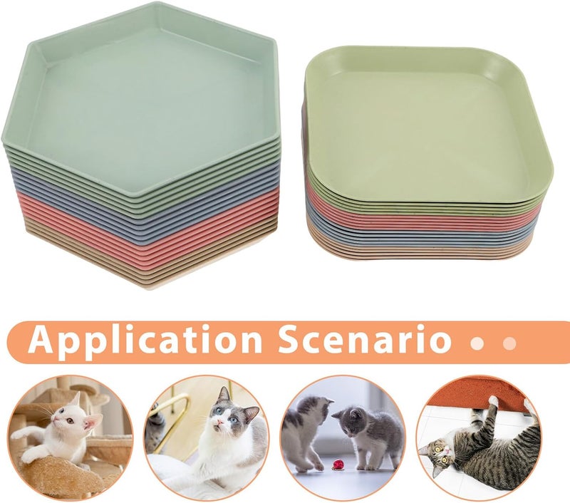 Cat Food Bowls and Water Dishes Set, 40pcs Shallow Wide Plastic Bowls with Whisker Friendly Design, Easy- Pet Feeding Plates for Indoor and Outdoor Kittens - Image 3
