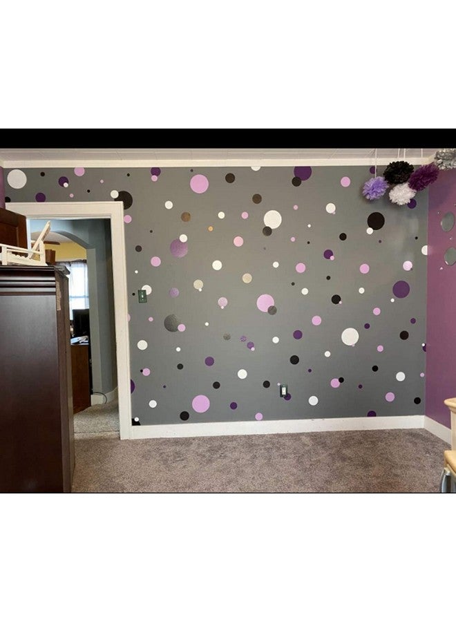 Create-A-Mural Polka Dot Wall Decals Girls Room Wall Decor Stickers Wall Dots Vinyl Circle Peel & Stick Diy Bedroom Playroom Kids Room Baby Nursery Toddler To Teen Bedroom Decoration (Dark & Light Purple) - Image 3