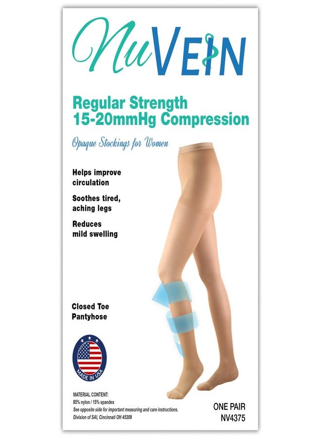 NuVein Medical Compression Pantyhose, 15-20 mmHg Support, Soft Comfort Opaque Microfiber, Black, Large - Image 5