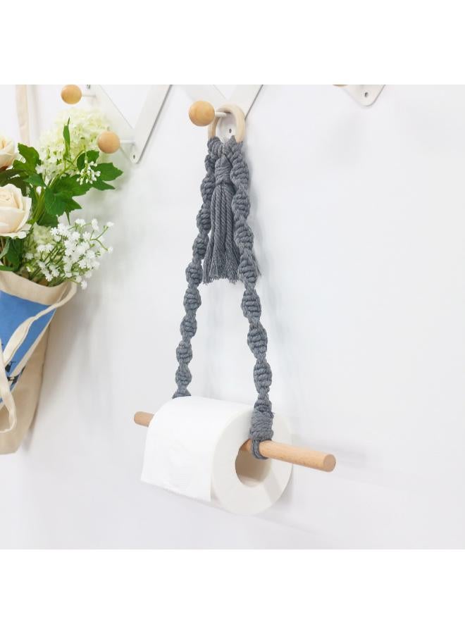 انتيكيانو حامل مناديل خارجي مكرمية من خيوط القطن، حامل ورق مكرمية يثبت على الحائط - Image 2