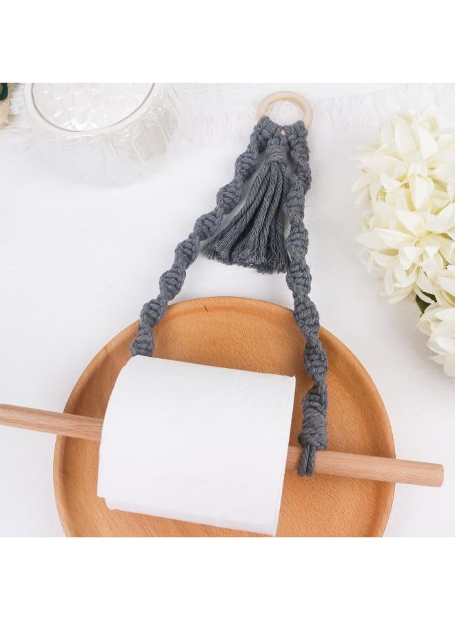 انتيكيانو حامل مناديل خارجي مكرمية من خيوط القطن، حامل ورق مكرمية يثبت على الحائط - Image 3