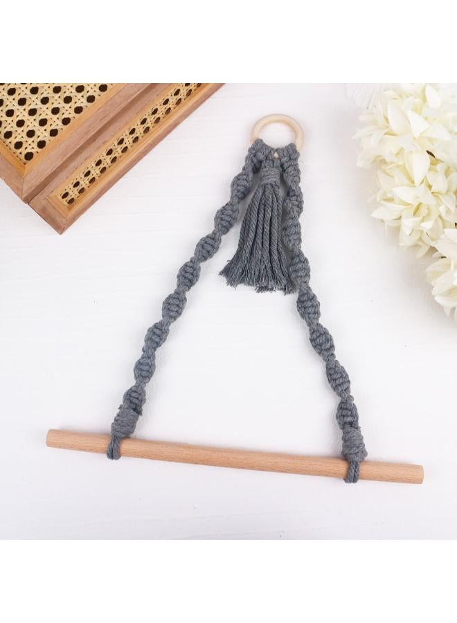 انتيكيانو حامل مناديل خارجي مكرمية من خيوط القطن، حامل ورق مكرمية يثبت على الحائط - Image 4