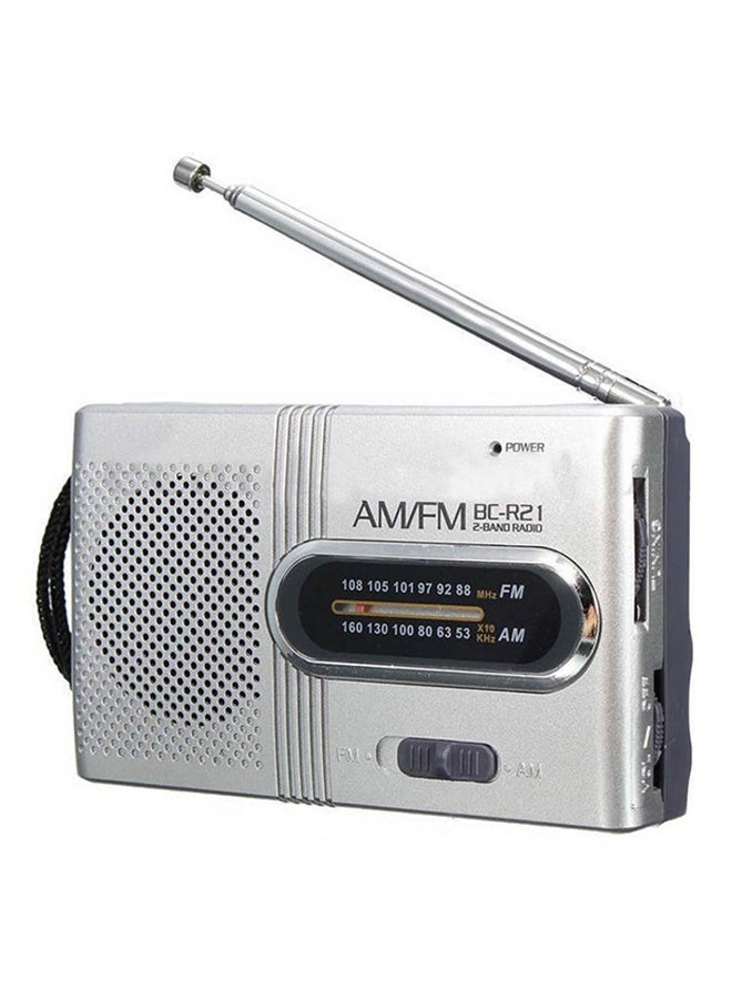 Mini Portable AM/FM Radio Speaker 295729 Silver/Black - Image 2