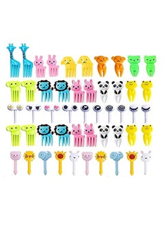 Meishida 50 Pcs Food Fruit Fork Picks for Kids Cute Animals Bento Box Decor ForksCake Little Forks Dessert Forks Mini Cartoon Toothpick for Cake Dessert Pastry Party Supply  - Image 1