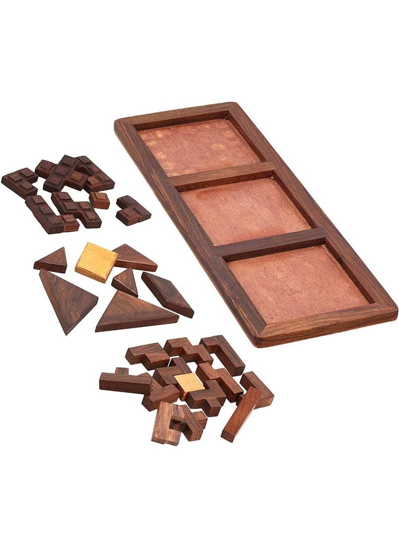 QUESERA Wooden Mind Teaser Jigsaw Puzzle Wooden Toys Adults and Kids Travelling Games for Families Unique Gifts for Children Indoor Outdoor Board Games  - Image 2