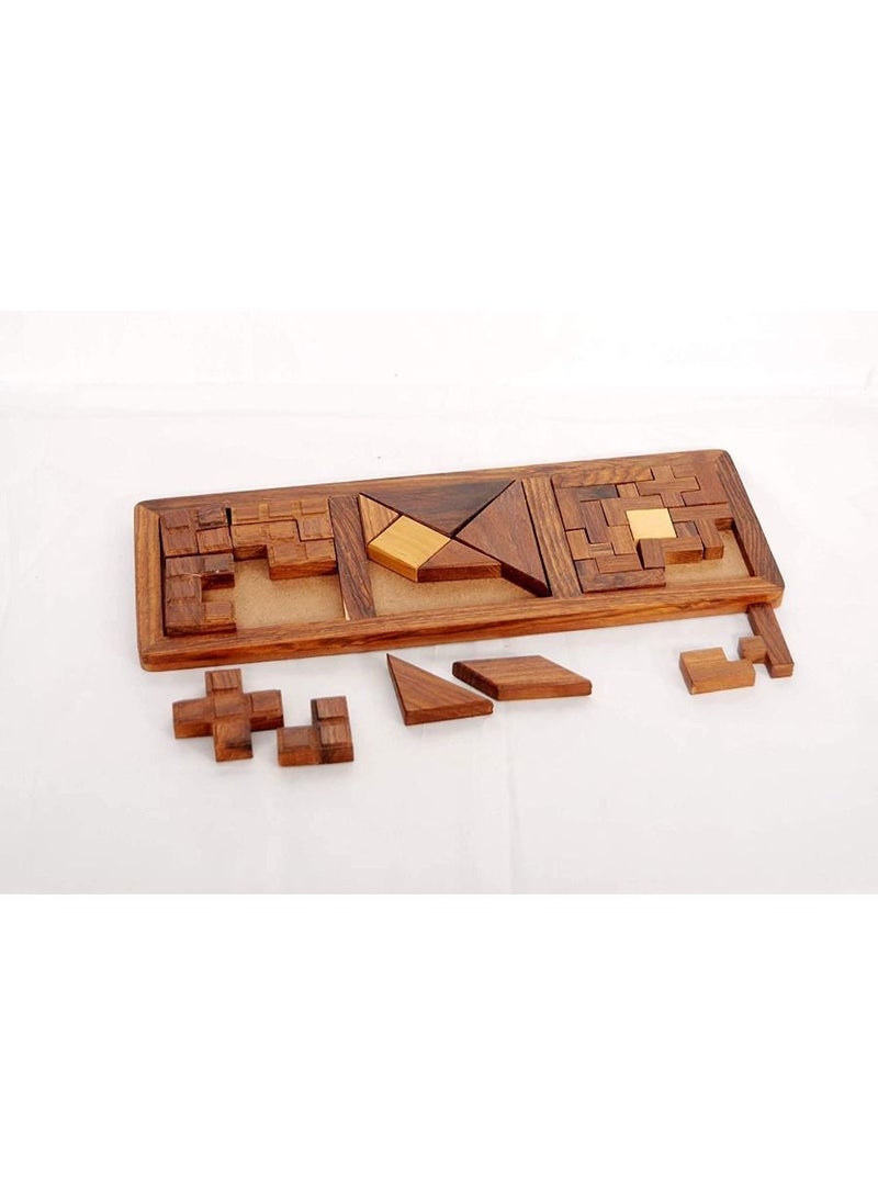 QUESERA Wooden Mind Teaser Jigsaw Puzzle Wooden Toys Adults and Kids Travelling Games for Families Unique Gifts for Children Indoor Outdoor Board Games  - Image 3