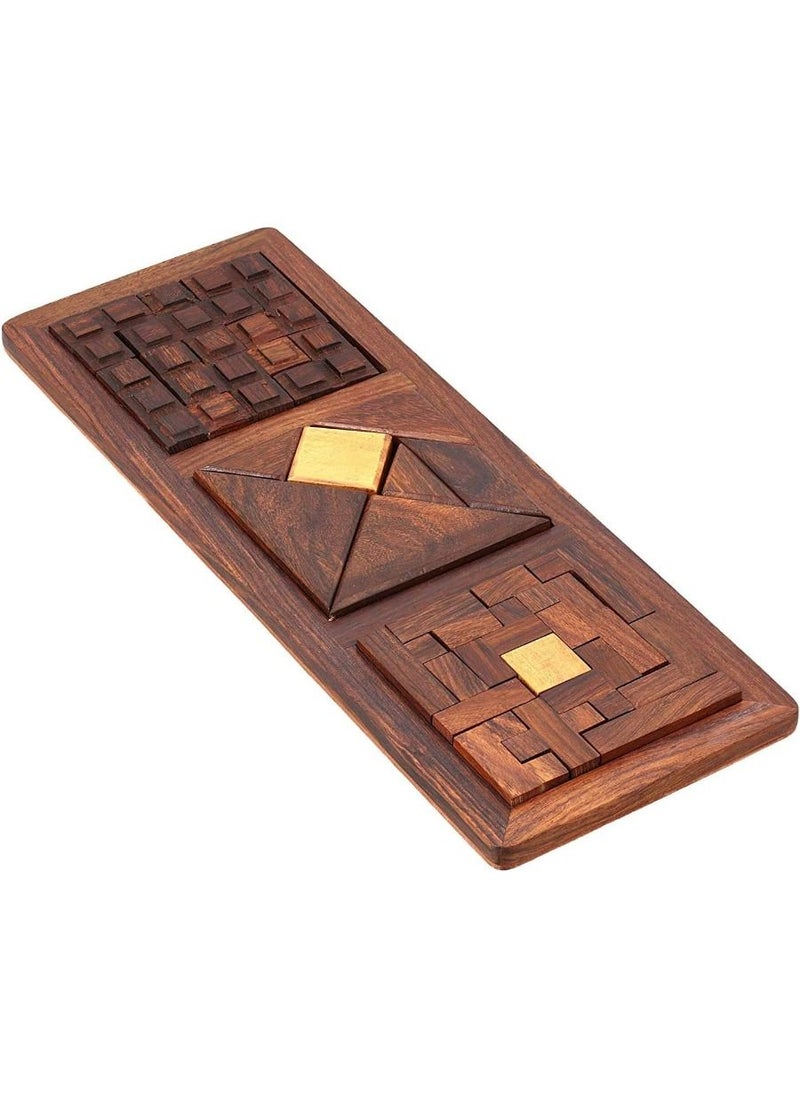 QUESERA Wooden Mind Teaser Jigsaw Puzzle Wooden Toys Adults and Kids Travelling Games for Families Unique Gifts for Children Indoor Outdoor Board Games  - Image 1
