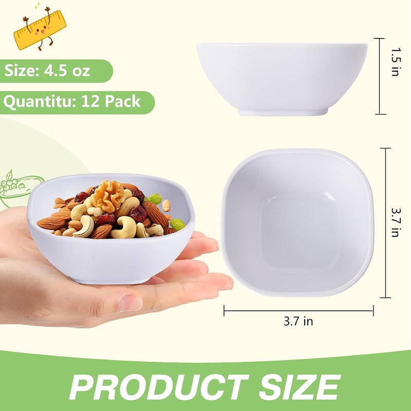SHECIPIN 12 pack wheat straw dipping bowls 45ozalternative plastic soy sauce dishesunbreakable small dessert bowls microwave and dishwasher safe for snacksushicondiment white - Image 3