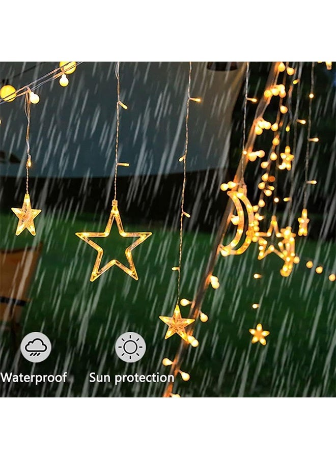 JCB CHIC سلسلة أضواء خيطية خرافية، أضواء ستارة نافذة بطول 3.5 متر مع أضواء LED نجمية وفقاعية، أضواء خيطية للتزيين مزودة ب USB+بطارية لغرفة النوم والزفاف والحفلات والشرفة والقانون (3.5 متر-138LED) - Image 3