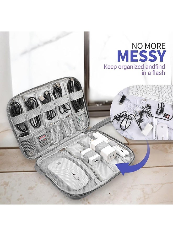 MXN Portable Cable Storage Bag, Waterproof Cable Organizer Bag,Travel Cord Organizer Pouch for Small Charging Cord Storage (Grey)  - Image 4