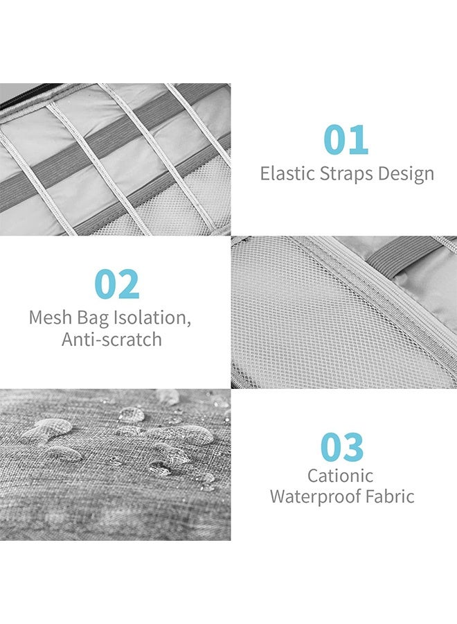 MXN Portable Cable Storage Bag, Waterproof Cable Organizer Bag,Travel Cord Organizer Pouch for Small Charging Cord Storage (Grey)  - Image 3